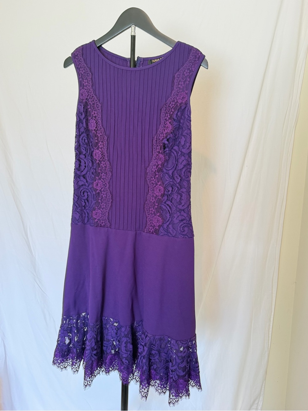 Tadashi Shoji Purple Lace-Trim Sleeveless Dress